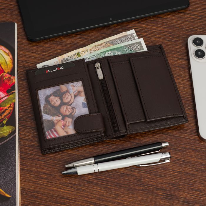 duży portfel portfel męski skórzany bellugio - czekoladowy brąz