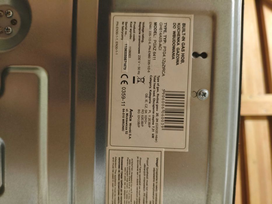 Płyta gazowa Amica PGXZ 6411 do zabudowy (czytaj opis)