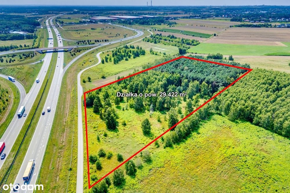 Działka usługowa przy samym zjeździe A1
