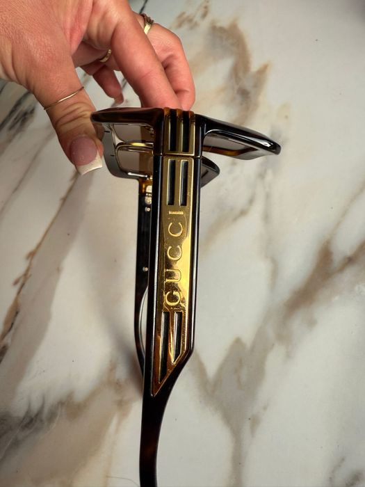 GUCCI okulary przeciwsłoneczne unisex brązowo złote