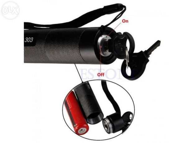 Apontador Laser verde 303 lanterna militar + tampa de padrões + 2