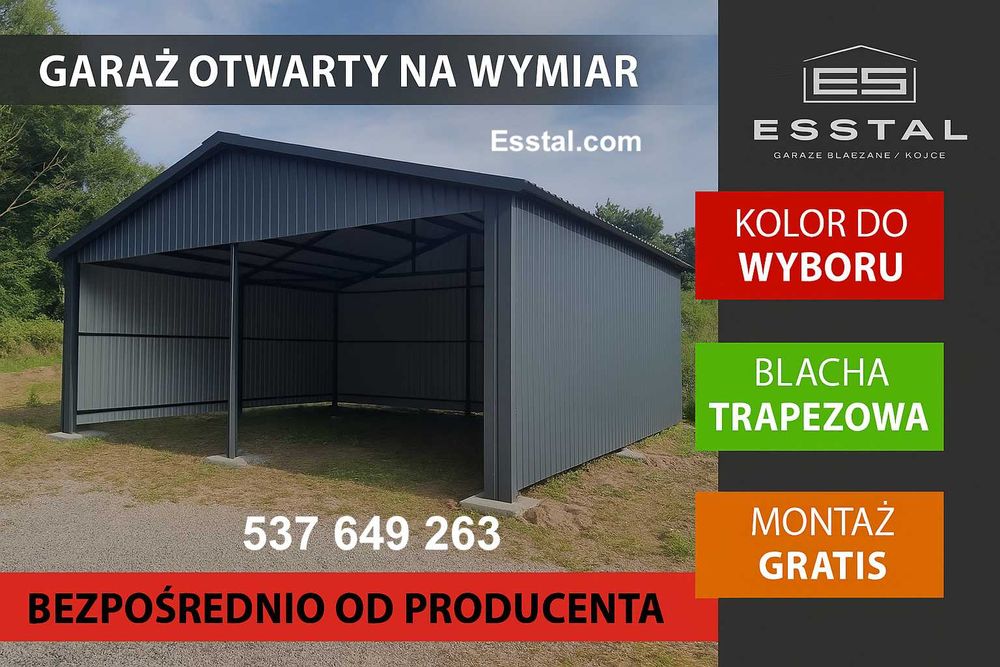 GRAFIT / RAL - Garaż Blaszany |Wiaty na Maszyny|Hala| WIATA  – ESSTAL-