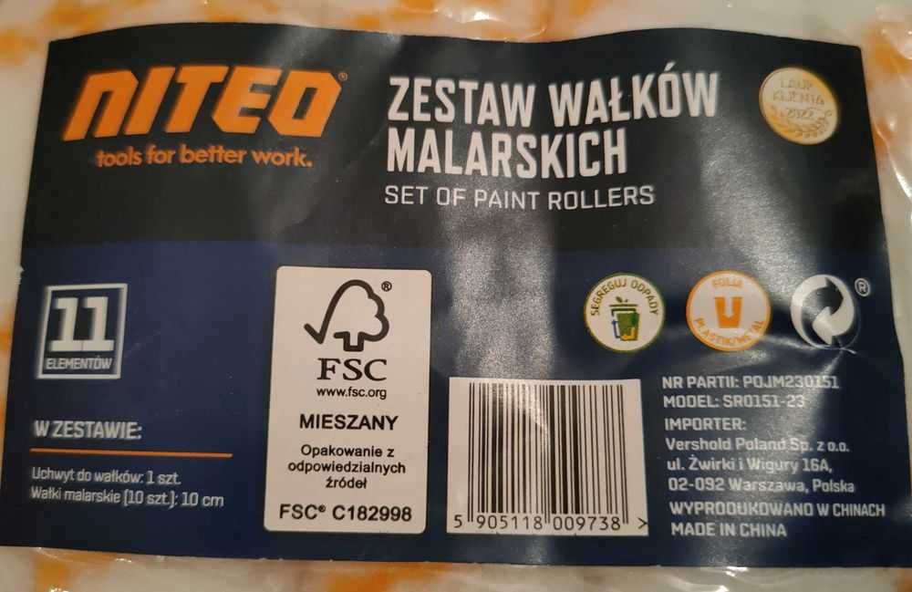 10x Wałek malarski 10cm + uchwyt nowy