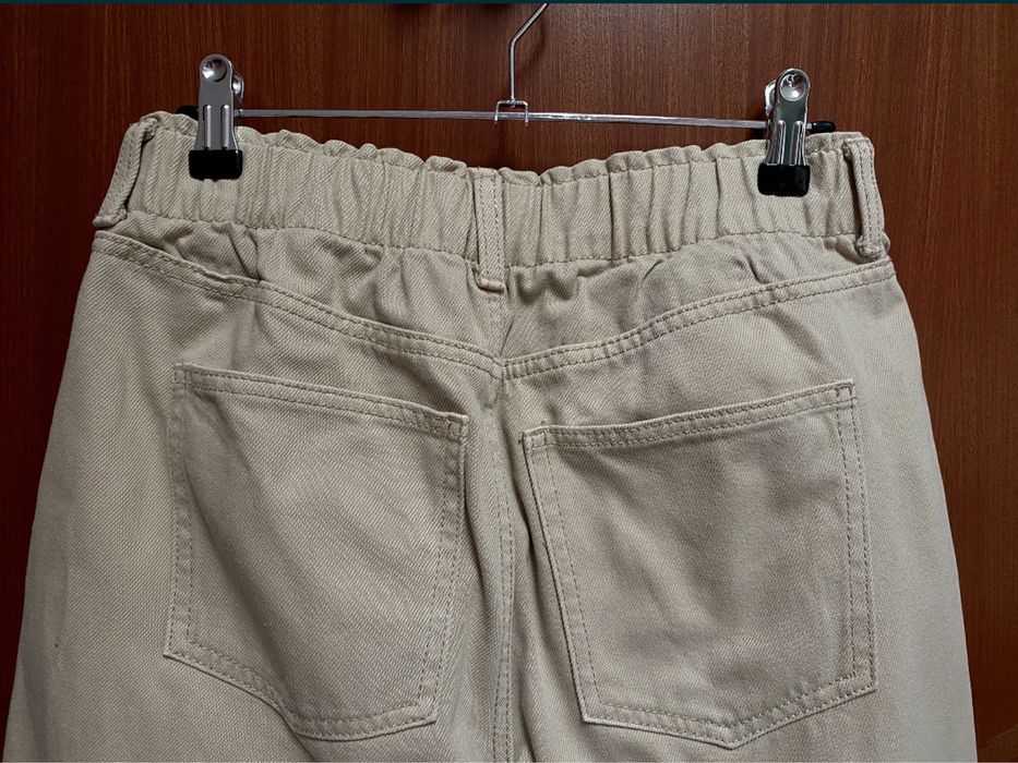 HM jeans calças de ganga cintura elástica - caqui (38)