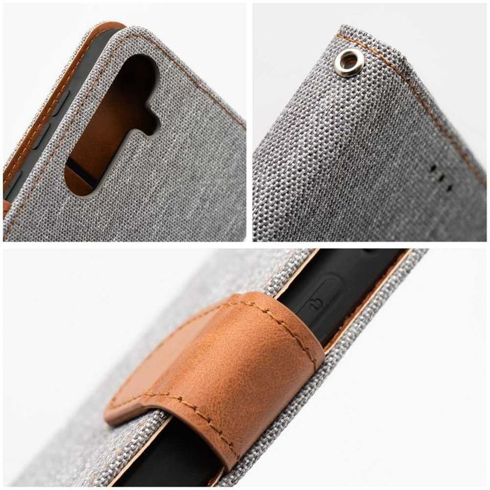 Etui Kabura Book Szara do Samsung Galaxy A15 4G / A15 5G + Szkło Hartowane