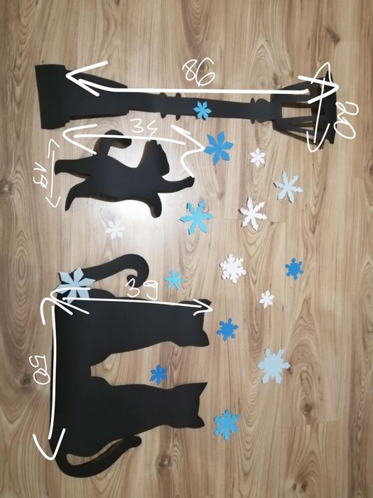 Koty zimowe na okno z papieru gazetka dekoracja