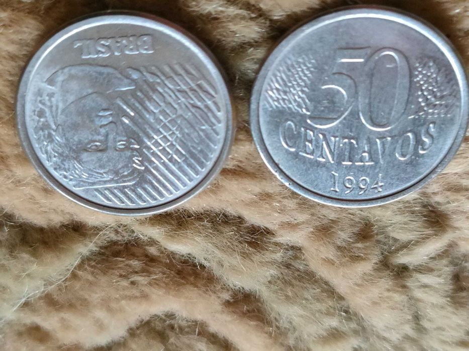 2 moedas 50 centavos invertida brasil 1994