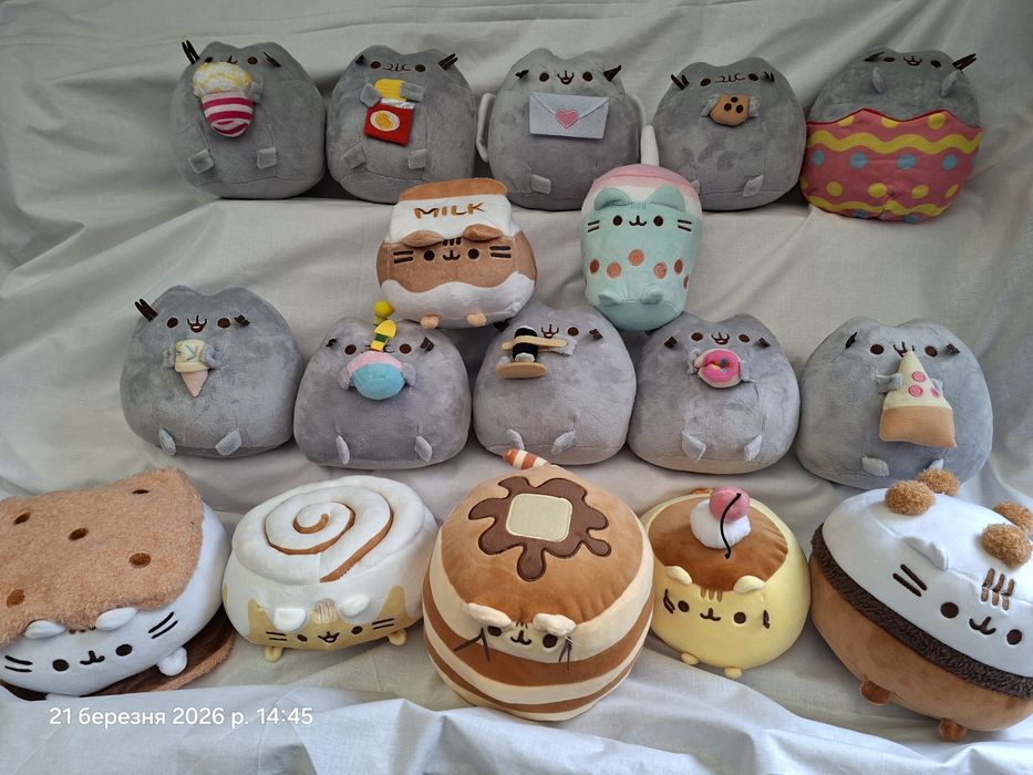 Пушин кет pusheen cat Пушин кіт з пончиком панкейк синабон молоко