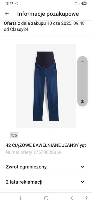 Ubrania ciążowe l/xl