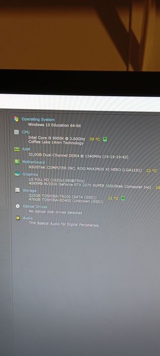 PC gamer i9 9° geração RTX 2070 super