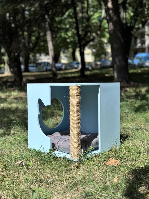 Buda Budka Domek DLA KOTA DRAPAK MiauVilla Blue