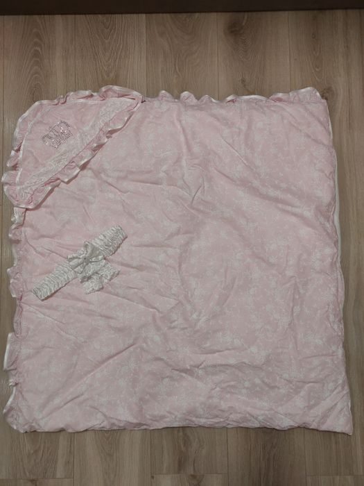 Нарядный теплый конверт-одеяло на выписку из роддома для девочки 2 в 1