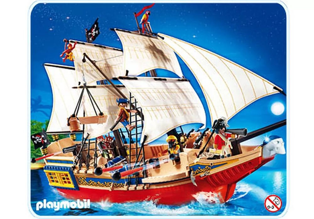 PLAYMOBIL 4290 ogromny Statek Piracki + SILNIK elektryczny + żagle + figurki