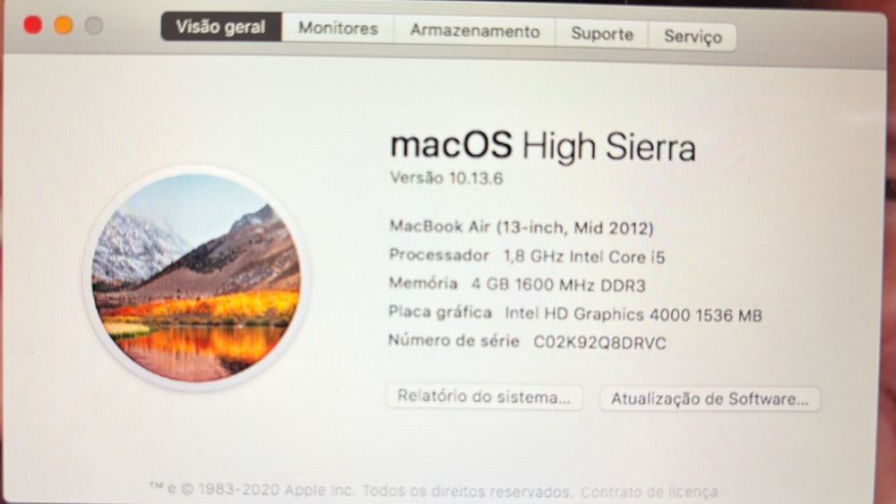 MacBook Air 13” Intel i5, 8GB/SSD 128GB, & Bateria Nova &