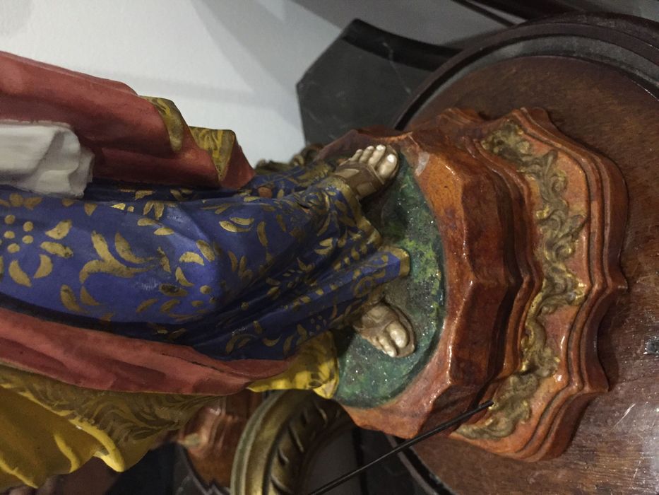 São José com Menino séc XVIII  60cm olhos vidro Pratas