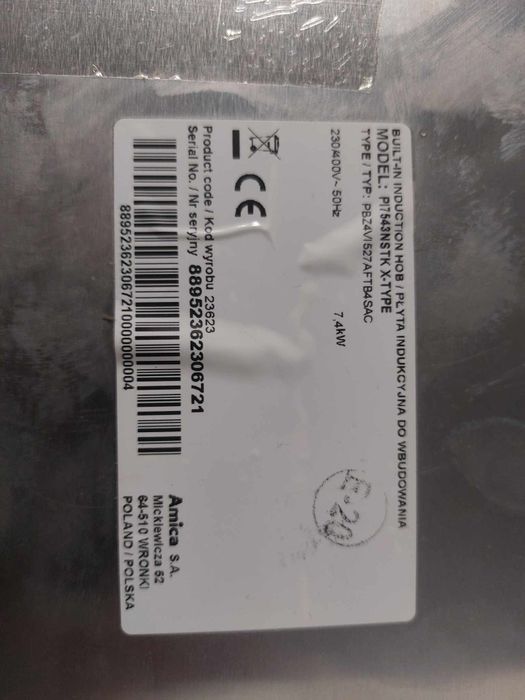 PŁYTA indukcyjna czarna , płyta grzewcza AMICA  indukcja + GRATIS BLAT
