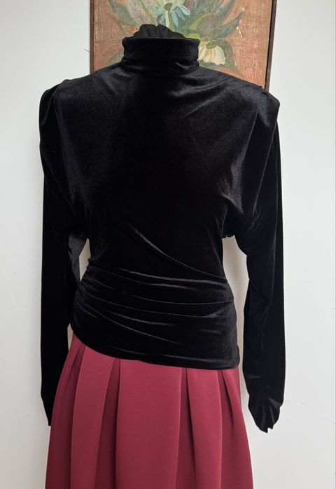 czarna bluzka golf, welurowy