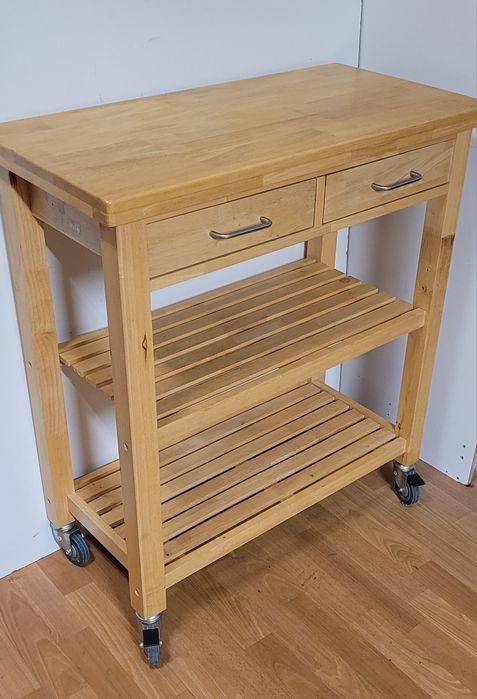 Stolik kuchenny wyspa wózek mobilny So Buy bukowy drewniany