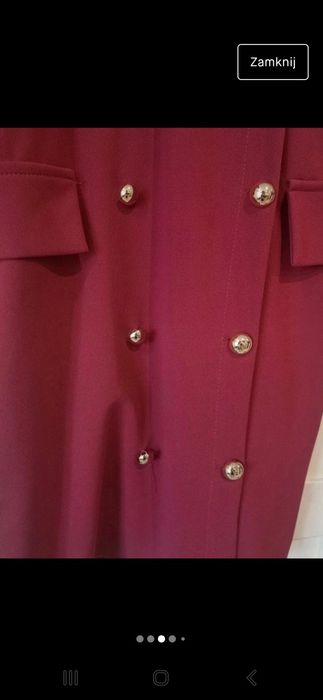 Bordowa sukienka złote akcenty piękna 36 34 xs s nowa