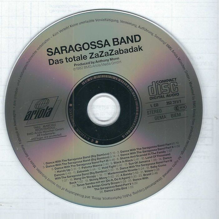 2 CD Saragossa Band - Das Totale Za Za Zabadak (1991) (Ariola)
