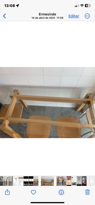Mesa em vidro com 4 cadeiras