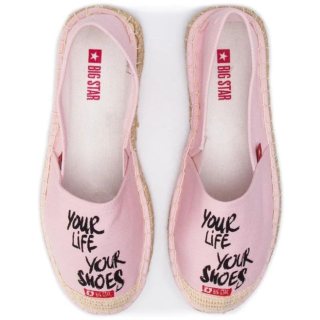 Big Star Espadryle damskie - Lekkie wsuwane - r 37 - Różowy materiał