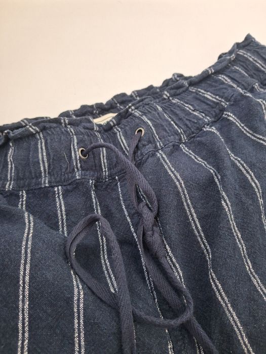 Spodnie lniane w paski z szerokimi nogawkami wide leg 42 xl fatface