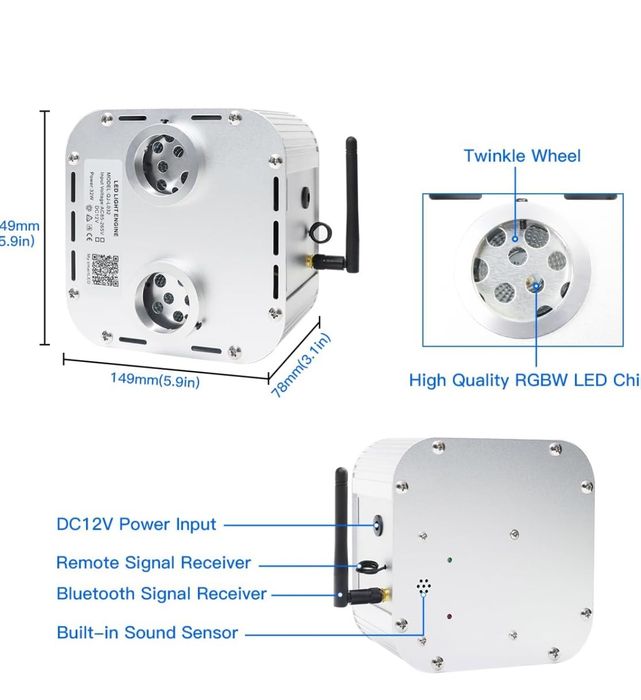 Iluminador LED Fibra Ótica 32W Teto Estrelado (Dual Head) – NOVO, Em Portugal
