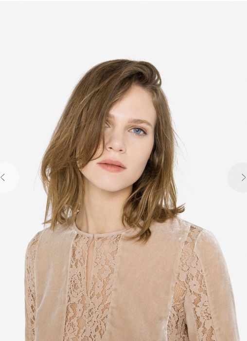 Бархатна з мереживом кофта, блуза Uterque