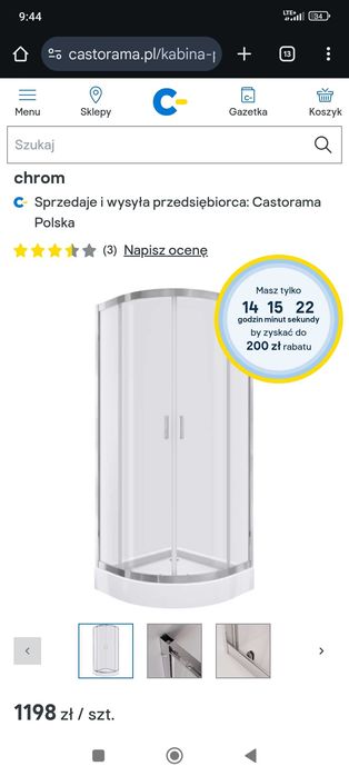 Kabina prysznicowa z brodzikiem półokrągła Durasan Maxima 90 cm chrom