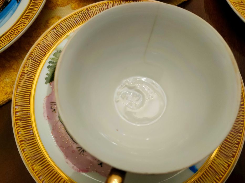 Serviço de chá pintado à mão com 8 peças