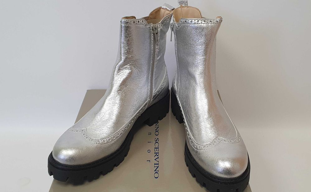 Серебряные кожаные сапожки Ermanno Scervino - Italy