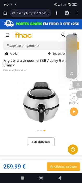 Fritadeira eléctrica a ar quente