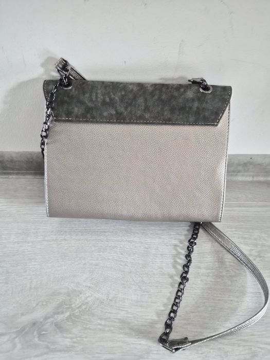YSL siwa srebrna torebka lancuszek