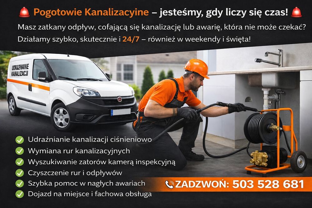 Pogotowie kanalizacyjne przetykanie i udrażnianie rur