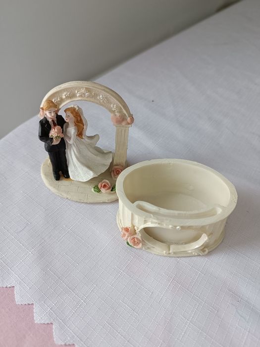 Pudełko na obrączki, ceramika, vintage, młoda para