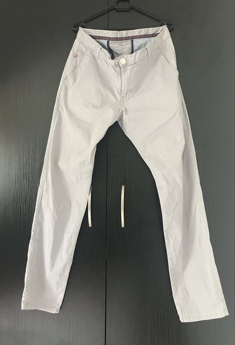 Szare proste eleganckie męskie spodnie, Stanley, rozmiar M/32