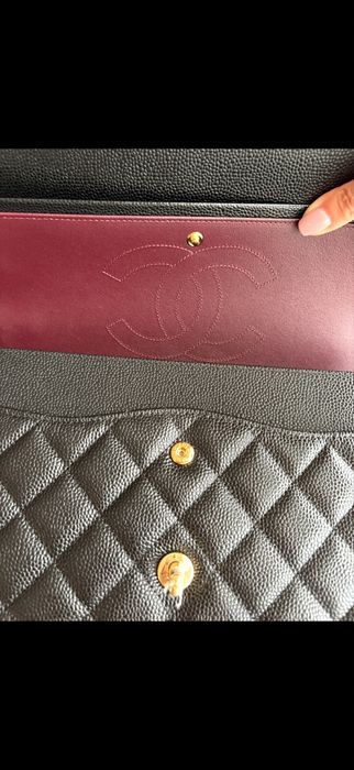 Chanel Classic Large – czarna, skóra Caviar, złote okucia