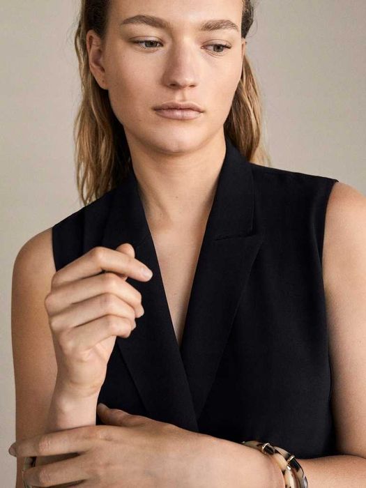 Vestido comprido smoking, Massimo Dutti