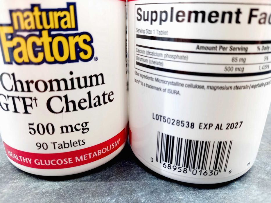 Natural Factors, Chromium GTF Chelate 500 мкг (90 таб.), хром хелат