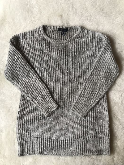 Sweter sweterek s-m atmosphere srebrny z wszytymi cekinami modny tanio