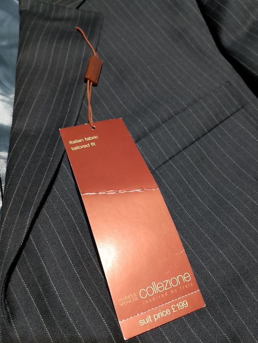 Nowa Wełniana Granatowa Marynarka Marks & Spencer Collezione