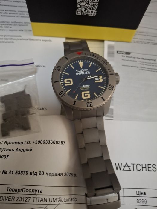 продам часы ''INVICTA'' титан дайверские .Часам три месяца- состояние почти идеал( есть на браслете следы от застёжки)