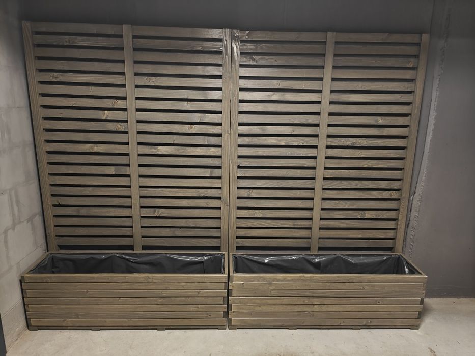 2 donice z pergola nowe drewniane