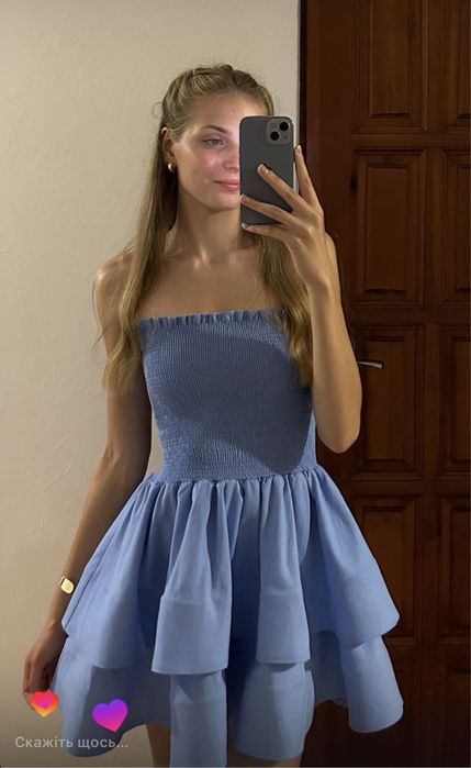 Блакитна коктельна сукня