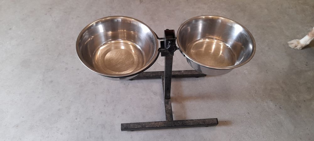 Comedouro duplo inox regulável