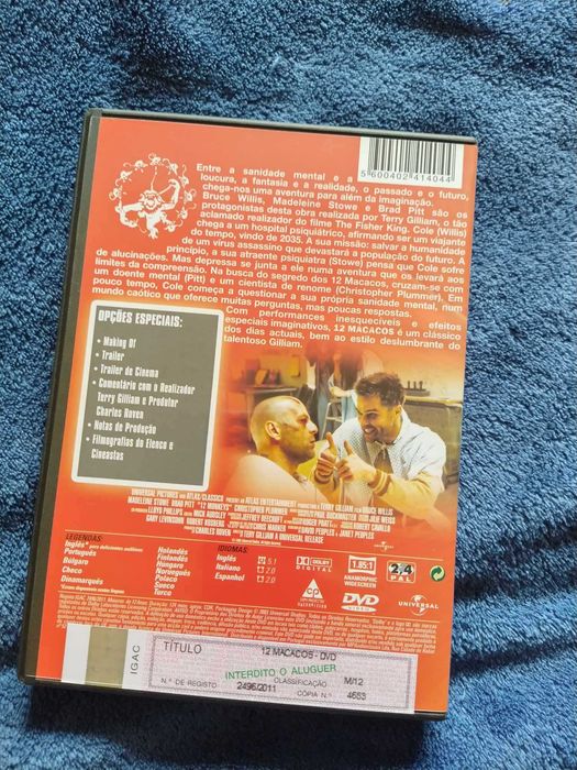 Dvd 12 Macacos (1995) Como Novo