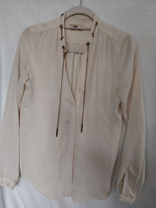 Elegancka koszula ecru ze złotymi łańcuszkami Michael Kors Glamour S