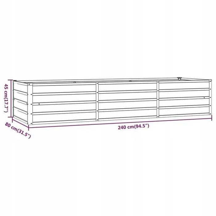 Podwyższona donica rdzawa 240x80x45 cm stal kortenowska vidaXL