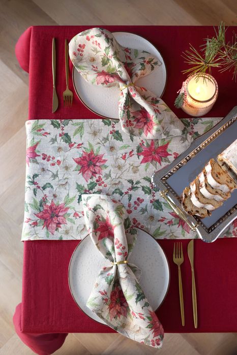 Різдвяна доріжка ( ранер ) на  стіл з натурального льону